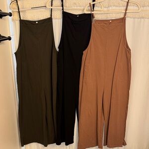 Set of 3: Women's Jumpsuit in Black, Olive, and Tan